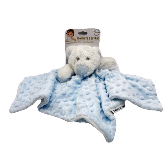 Blankets & And Beyond Plush Blue Minky Dot TEDDY BEAR Security Blanket Lovey NEW - Picture 1 of 2